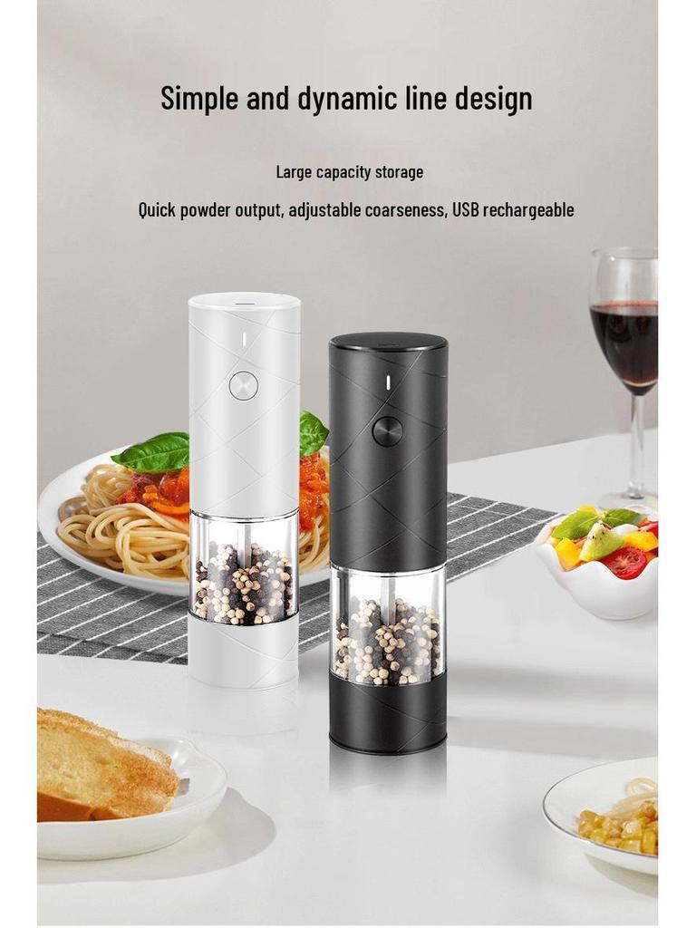 USB Rechargeable Electric Pepper Grinder, Adjustable Coarseness, Kitchen Automatic Black Pepper and Sea Salt Mill.