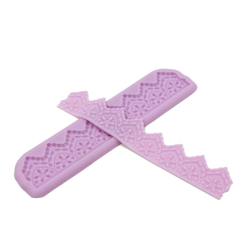 

2шт / набор кружева цветок силиконовая помадная форма кружева Mat Pad свадьба день рождения мусс торт брим граница DIY выпечка декоративные инструменты