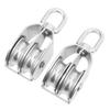 2Pcs Lifting Double Pulley Block Heavy Duty Stainless Steel Roller M50 Wire Rope Crane Hanging 400KG Loading