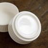 Rice White Striped Dessert Bowl - Porcelain Soufflé and Pudding Cup for Baking