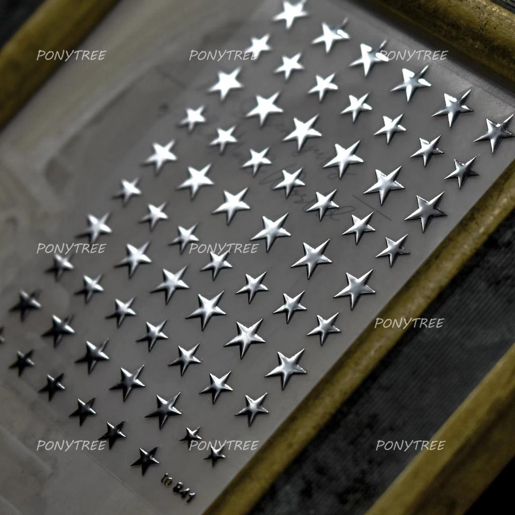 Retro Gold Silver Star Sun Moon Flower Gothic Love Geometric Shapes Starburst Nail Art Stickers Manicure Decals Decoration
