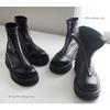 [AmiAmi] Platform Boots, Front Zip Boots, Women's Short Boots, Black Track Sole, SH214 (S (22.5cm-23.0cm), Black (Smooth))