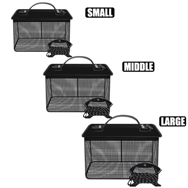 Portable Meshes Fishing Net Storage Cage Floating Fishing Basket Live Fish Protectors Fishing Holder Bucket Easy to Use
