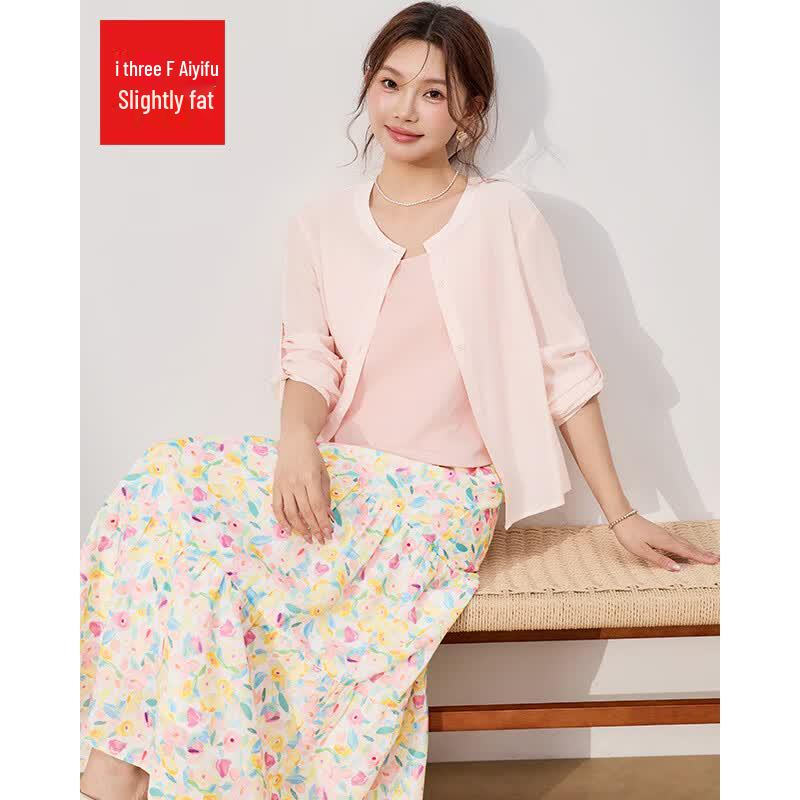 IEF 2026 Summer French Sweet Two-Piece Long Dress Set 3XL