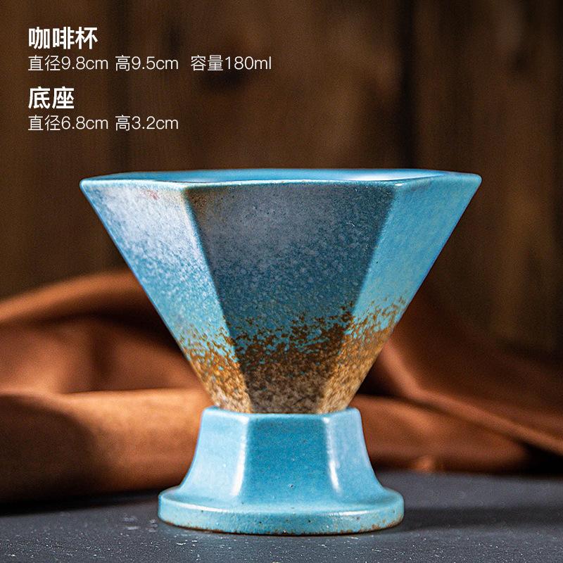 

Nordic Hexagonal Ceramic Coffee Cup Creative Luxury Cup with Base Coffee Cup Table Decoration Tea Table Accessories Drinkware 180ML синій