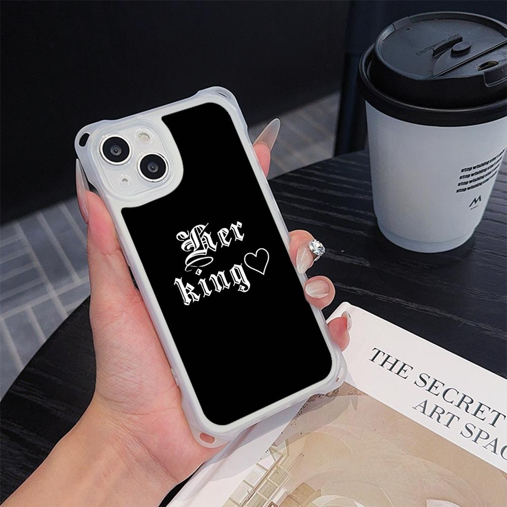 Ae84 King Queen Couple Art Soft Phone Cases for iPhone 16 15 14 13 12 11 Pro Max 8 7 Plus XR XS with Wrist Strap Lanyard Corner Protection Back Cover
