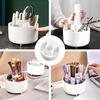Organisateur de Maquillage Rotatif à 360° - 1 pièce Rangement Cosmétique en Plastique avec 5 Compartiments - Support Multifonctionnel pour Pinceaux
