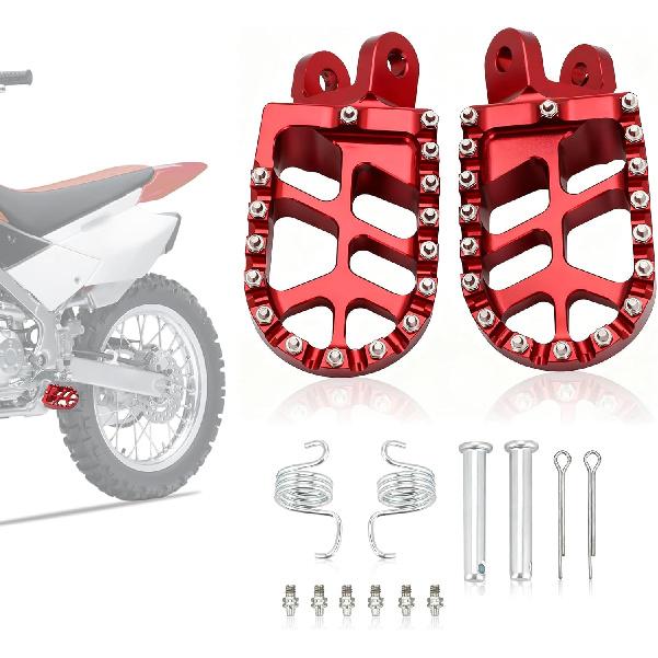 Dirt Bike Fußrasten mit Federn, CNC T6 Aluminium Dirtbike Fußrasten Pedalrasten für KLX300R 97-07 20-24/KLX300 20-23/KLX250 06-20/KLR650 87-07/KLX250S