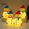 Kids Room Bedside Lamp Christmas Snowman LED Night Light, Portable Cartoon Desk with Hanging Ring for Indoor Holiday Scene Setup Party Decor,