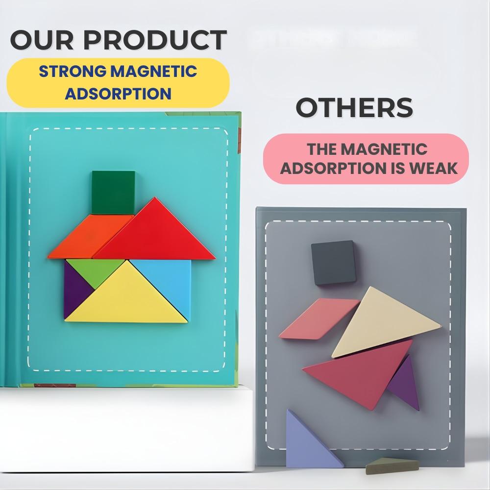 LUVLU™ Dinosaur Magnetic Tangram Puzzle Toy, 96 Patterns, Montessori Educational Toy for Kids Ages 3+