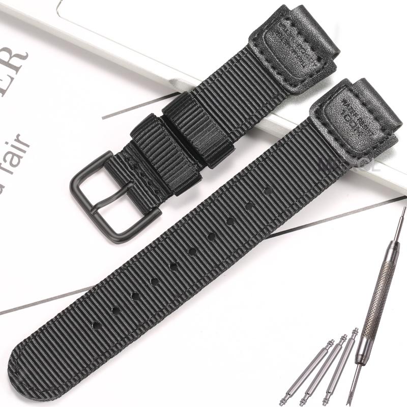 18mm Nylon-Uhrenarmband für Casio W800H Herren Canvas Sport Schwarz Grün Armband SGW300 F91W F105/108/A158/168 AE1200WH AE1300 Gürtel