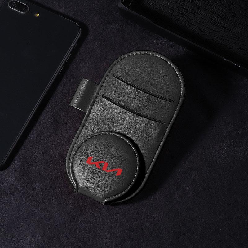 Leather Car Glasses Clip Sun Visor Multi-function Sunglasses Clip Car Goods For KIA Rio Ceed Sportage Sorento K2 K3 K4 K5 K6 K7 K8 Soul Opeima