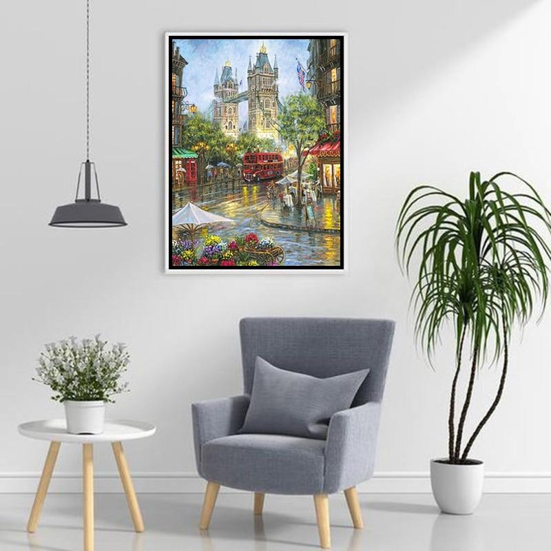 Painting Diamond Street 5d Diy Scenic Full Round Drill City Scenery Diamond Embroidery Mosaic Landscape Home Decor Gift