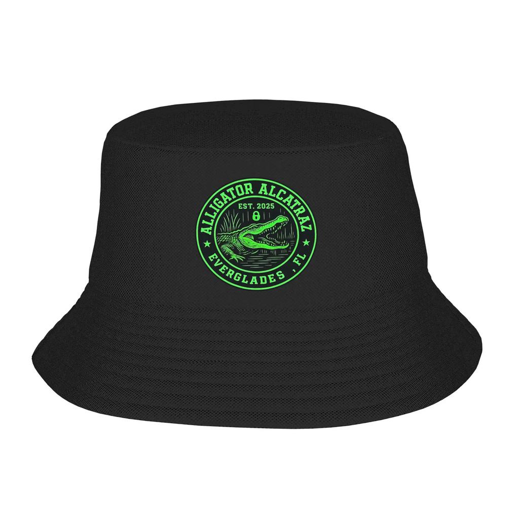 Alligator Alcatraz America Flag Bucket Hat Hawaii Fisherman Caps For Men Women Classic Fishing Sun Hats Breathable Design Cap