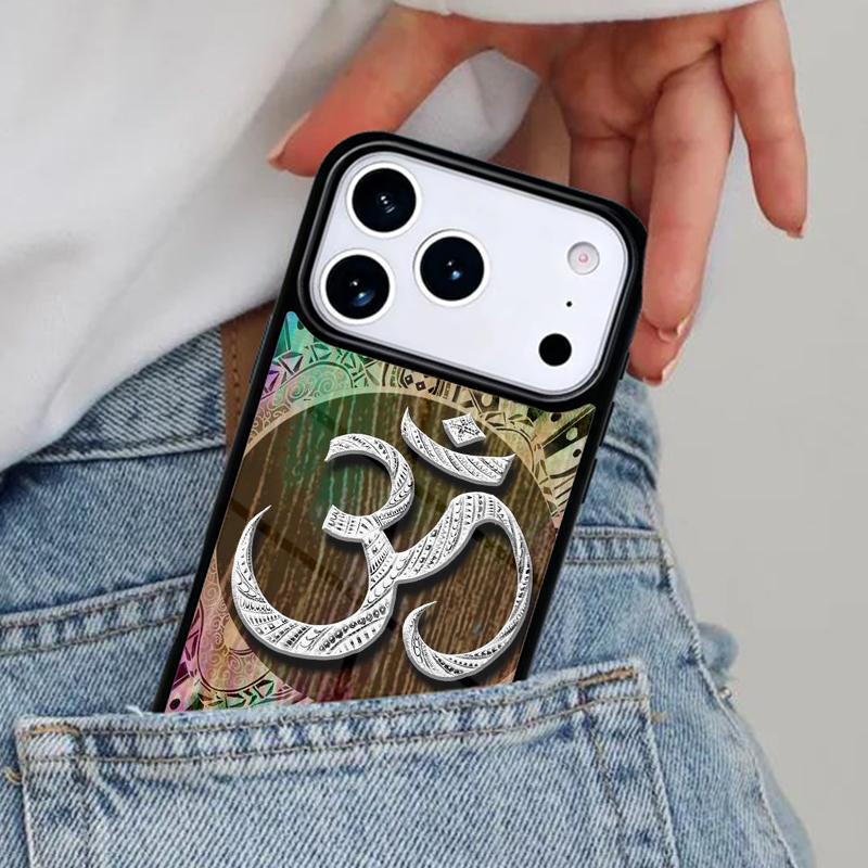 Aum om Namaste symbol floral zen yoga Phone Case for iPhone 16e 15 14 13 12 17 Pro Max Plus Air 17pro Cover Coque