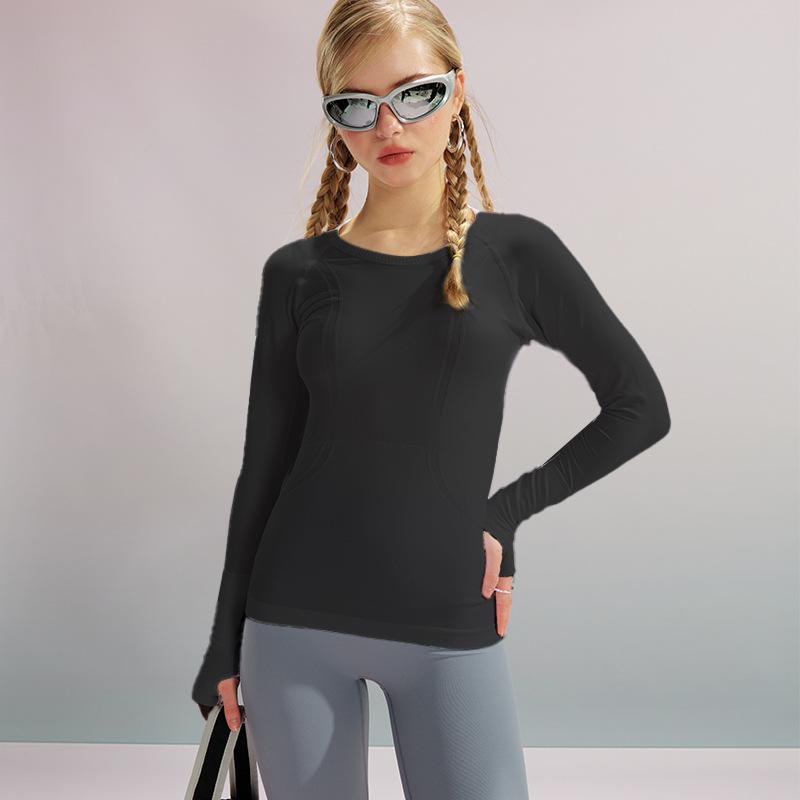 

Женский быстросохнущий бесшовный костюм с длинным рукавом для йоги и бега 4 (S, 80-95 jin)