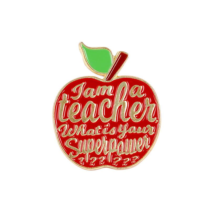 Alloy Customizable Apple Brooch Eyecatching Teacher Gift Enamel Pin Accessory Fashion