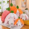 Cross-Dressing Strawberry & Radish Rabbit Plush Toy – Cute Fruit White Rabbit Doll