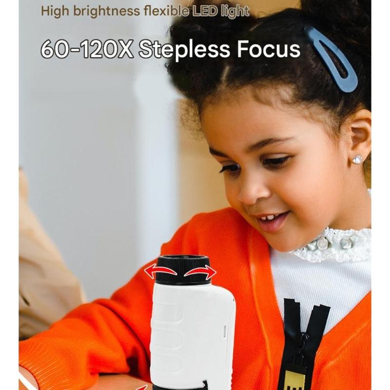 Strong ABS Plastic Kids Microscope Easy To Operate Device for Educational Use In School Setting & Outdoor Adventure