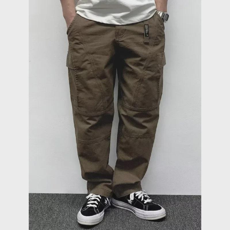 Pánské retro volné ležérní kalhoty s více kapsami na jaro 2024