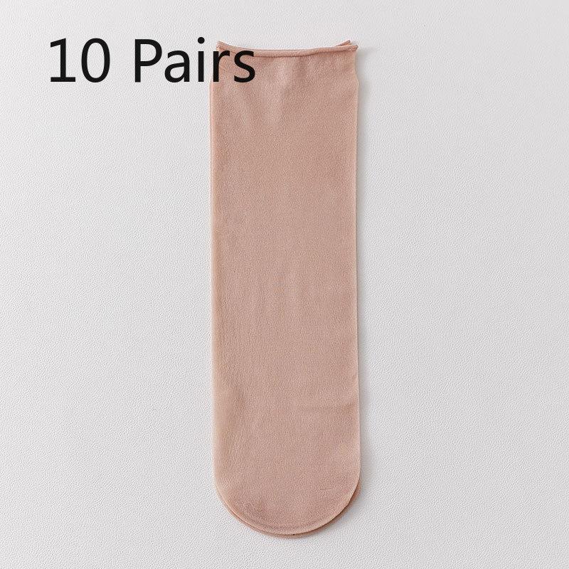 

10 Pairs of Women s Summer Thin Anti Hook Silk Breathable Crystal Silk Transparent Tube Stockings 10 Pairs тілесний
