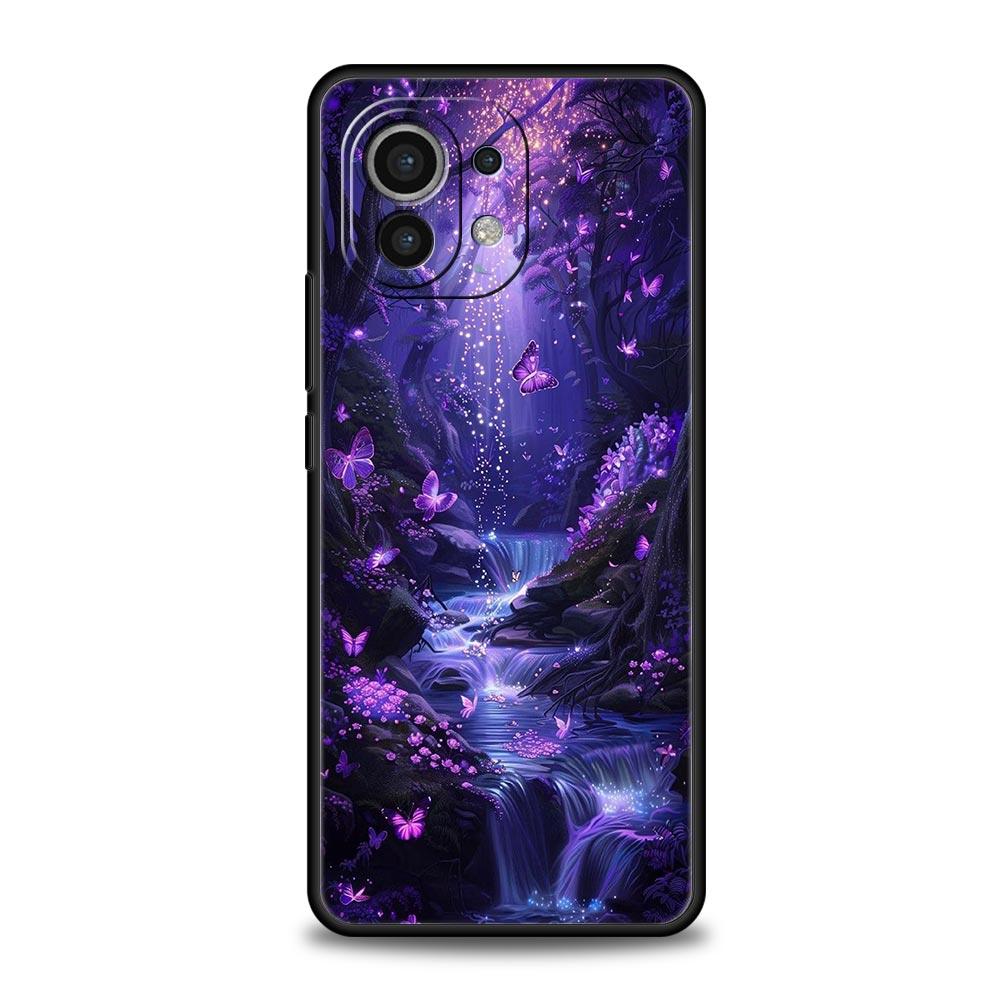 Art Purple Butterfly Phone Case Cover for Xiaomi Mi 17 Pro Max 15 14 13 12 11 Ultra 15T 14T 13T 12T 11T Pro Lite Soft TPU Shell