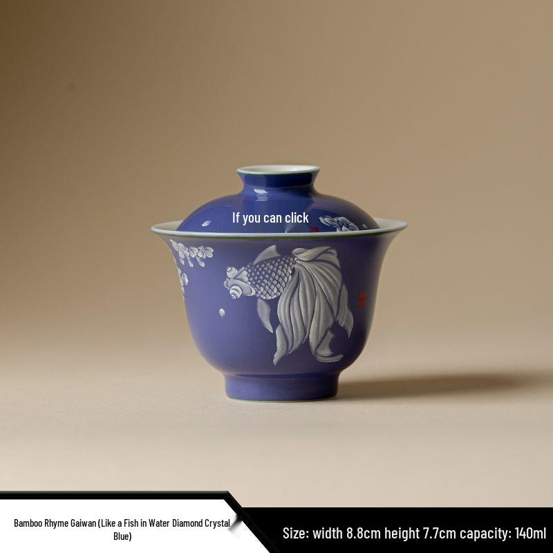 Vibrant Ceramic Gaiwan Tea Set: Two-Piece Kung Fu Tea Bowl for Ladies, Perfect for Fresh, Individual Brewing