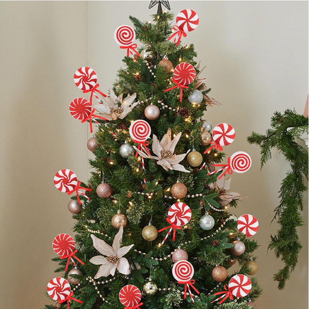 4pcs Christmas Lollipop Decoration Red And White Color Foam Lollipop Big Stick Candy Christmas Tree Decoration Props