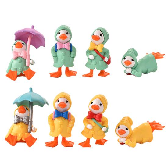 4Pcs/Set Animated Ducks Decorative Ducks Figurines Cartoon Plastic Exquisite Statue for Kids