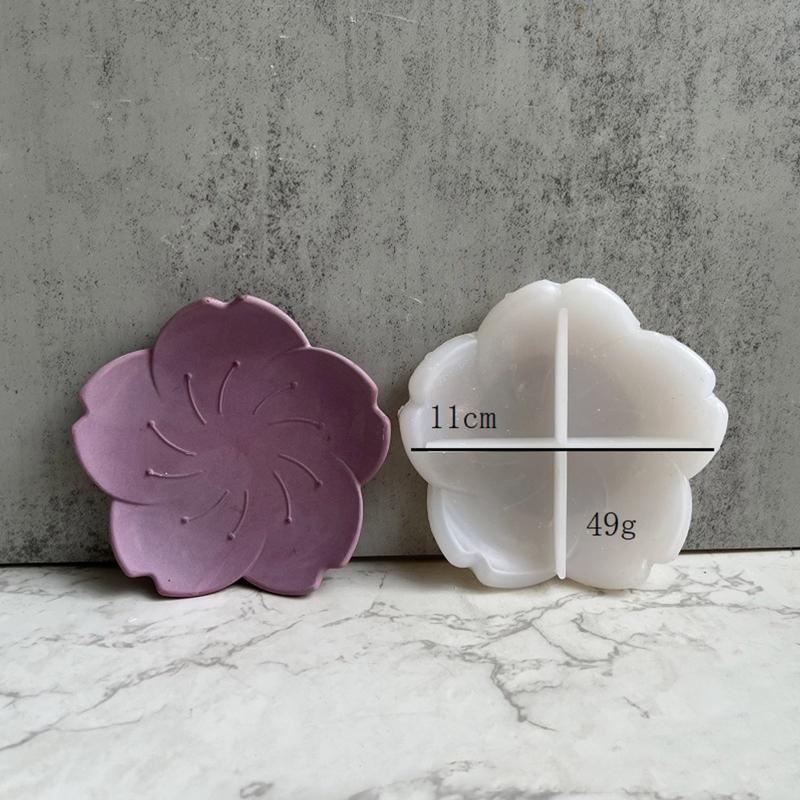 DIY Tray Silicone Resin Mold Flower Shape Epoxy Resin Casting Mold Jewelry Container Ring Trinket Storage Plate Mold
