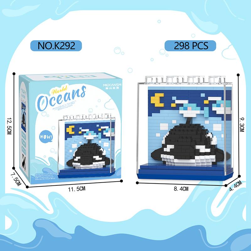 

Новые игрушки-конструкторы для морской жизни с пылезащитным чехлом, обучающие украшения для сборки, творческие игры с микрочастицами With box