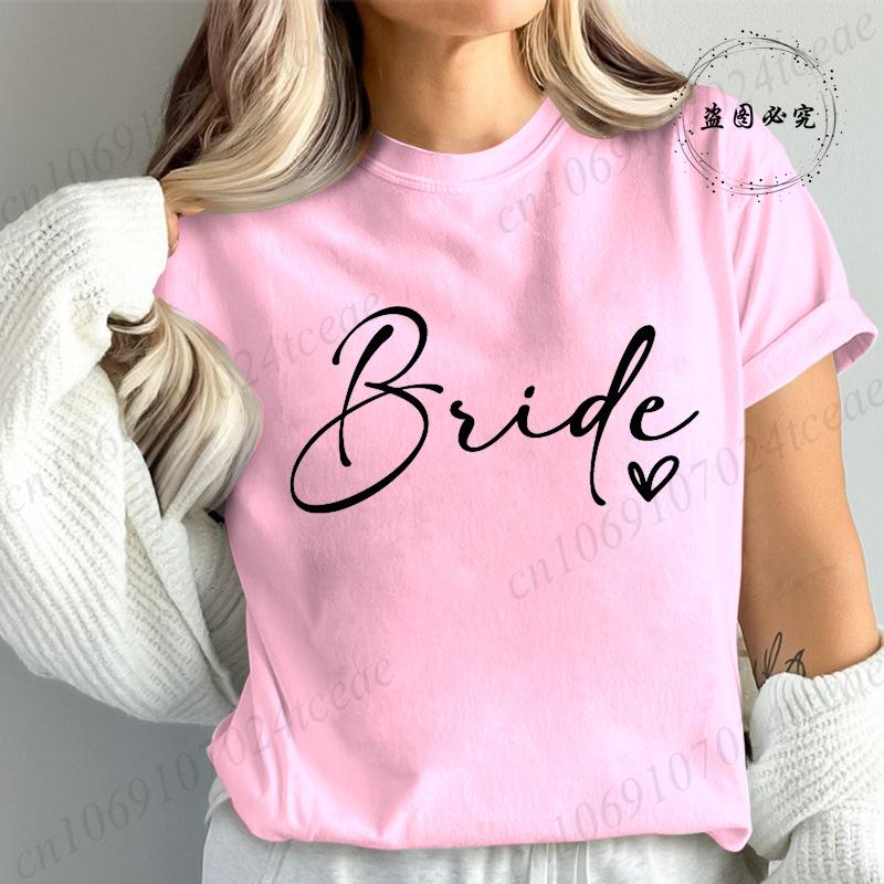 Bridesmaid Print T Shirt for Women Bachelorette Party Fashion Streetwear Tops Vintage Bride Team Tees Tshirt Gifts TT01