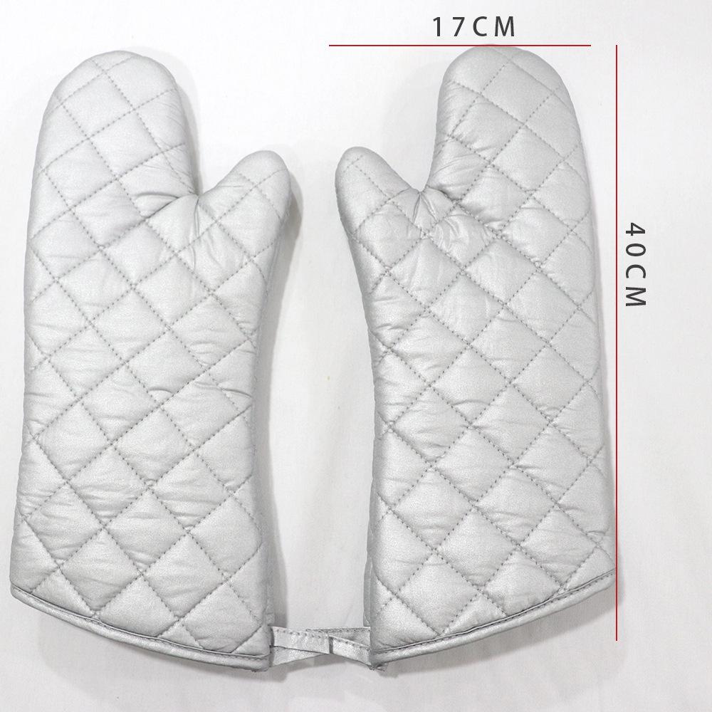 Heat Insulation Gloves Kitchen Cotton Silver Coated Thickened High Temperature Resistant Gloves Anti-scalding Baking Oven Gloves