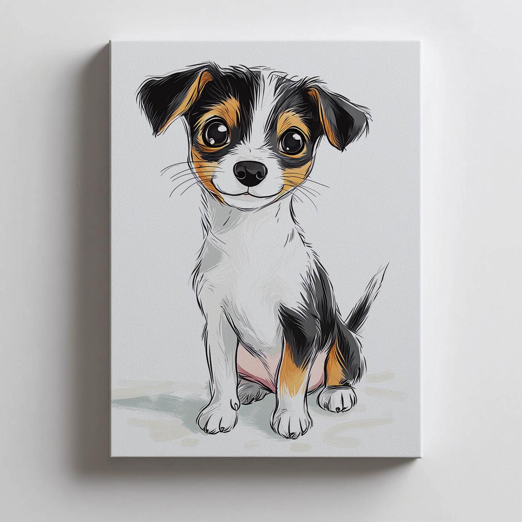 Cute Jack Russell Terrier - Poster for Children Cute Jack Russell Terrier - Poster for Children, 30X40 Cm, Unframed, Premium Canvas On Stretcher