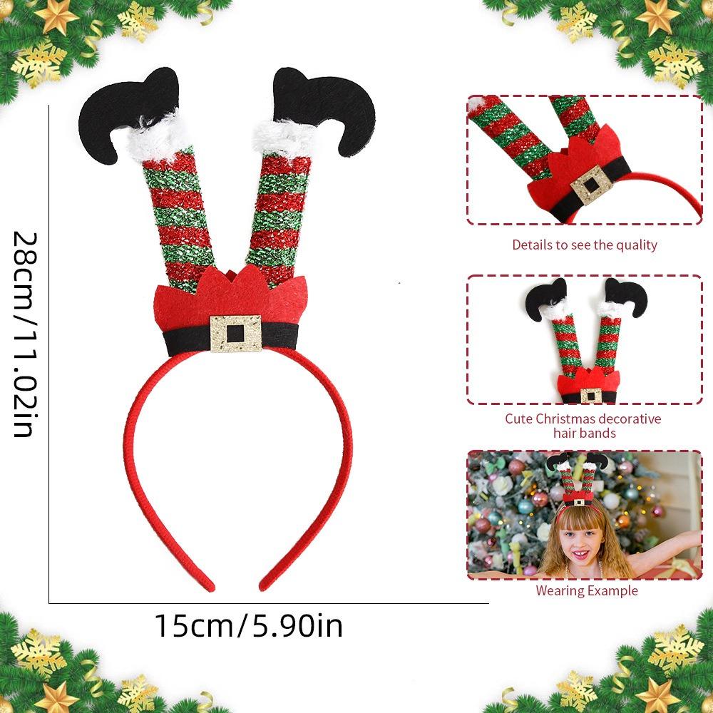 Christmas Headband Role Play Clown Hat Santa Claus Legs Christmas Hat Double Crutches Headband for Kids Adults Christmas Party