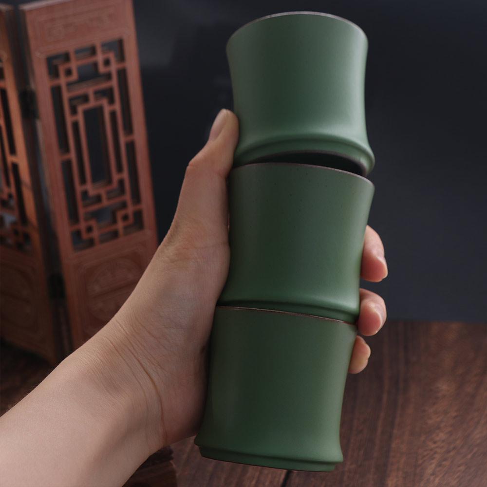 3 Stück Simulation Bambusgelenk Teetasse 90 ml Teegeschirr Tassen Kreative Kung Fu Teetasse Teeraum