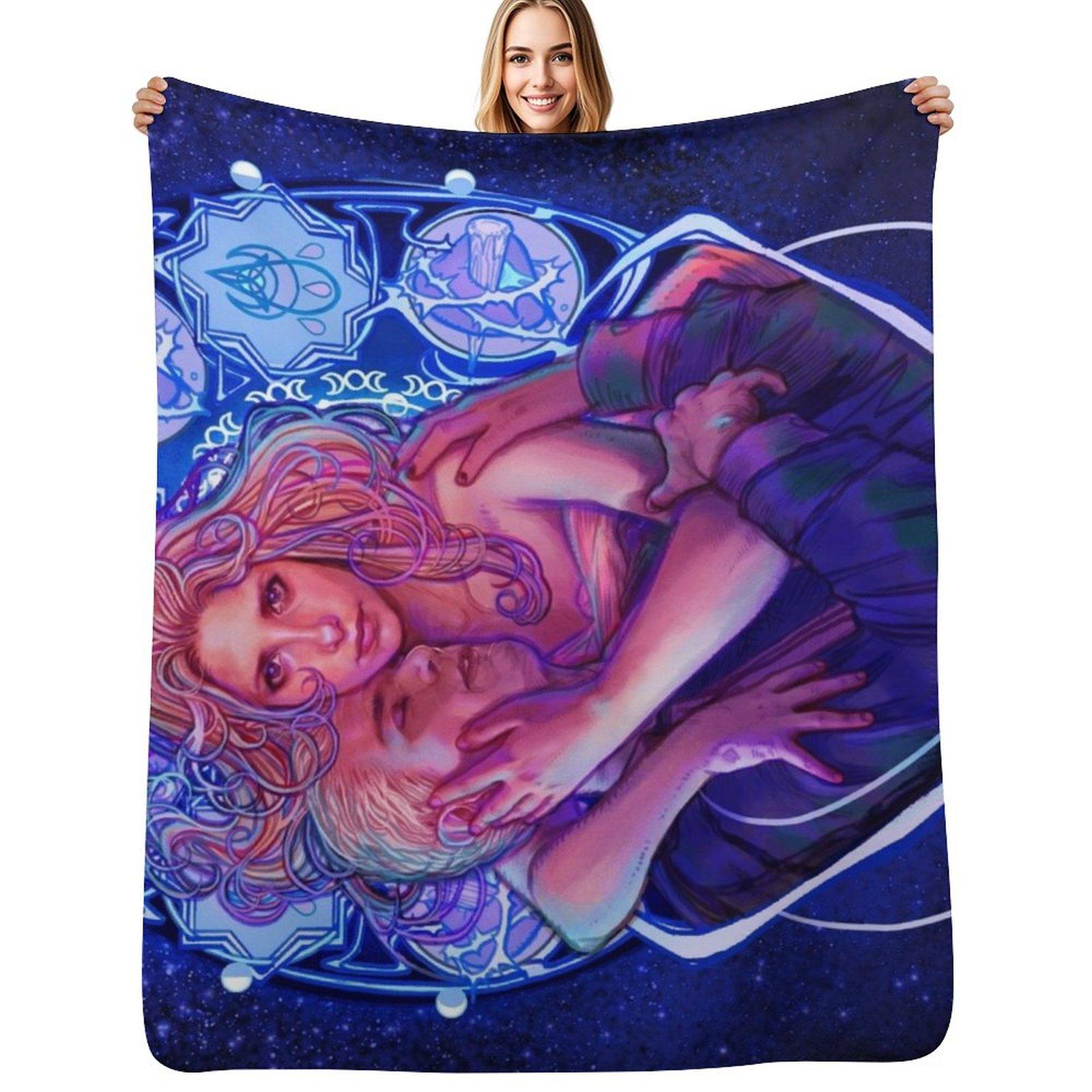 Spuffy Stars Throw Blanket Wrinkle Resistant Lightweight Blanket Size: 75*100cm, Weight: 230 GSM