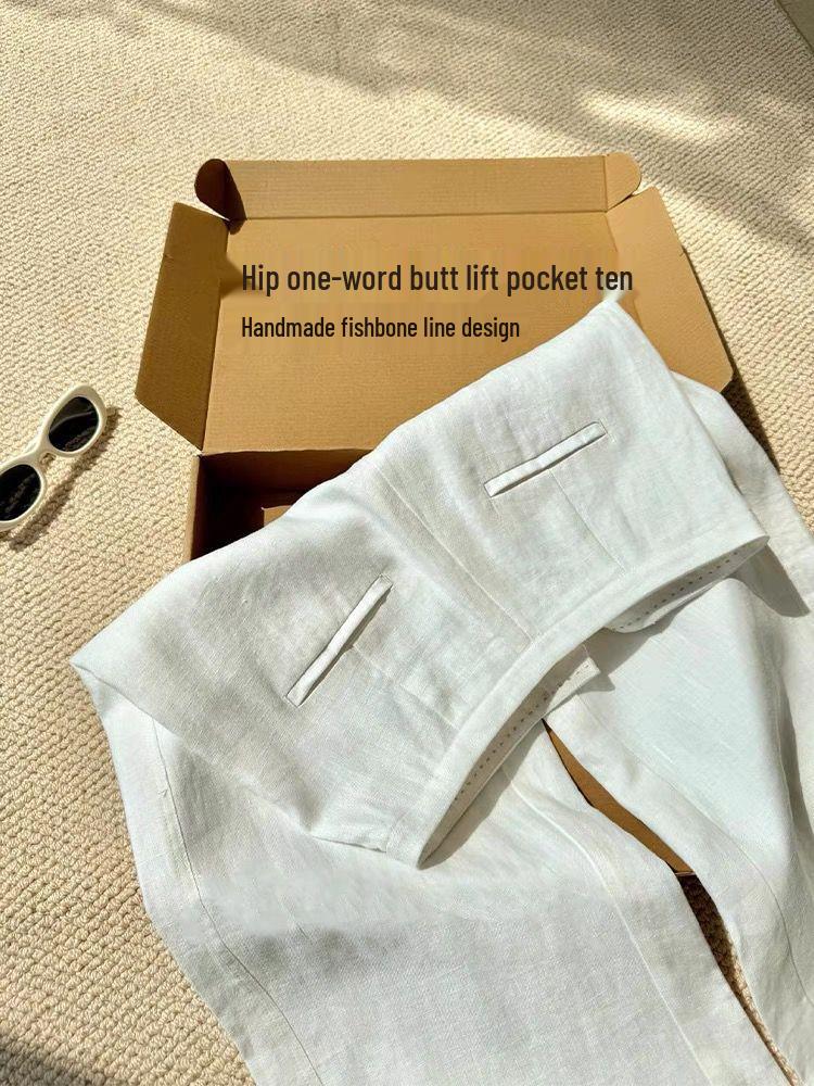 Chic Summer White Linen Pants for Women – Casual, Relaxed, Old Money Style
