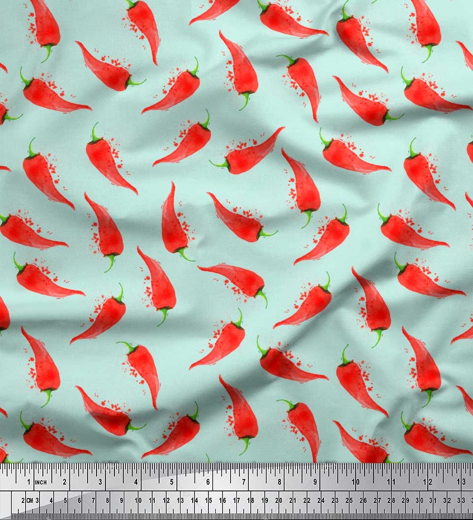 

Чорна поліетиленова крепова тканина Soimoi з овочевим принтом чилі та 42 дюйми 42 Inch Wide - Poly Crepe зелений