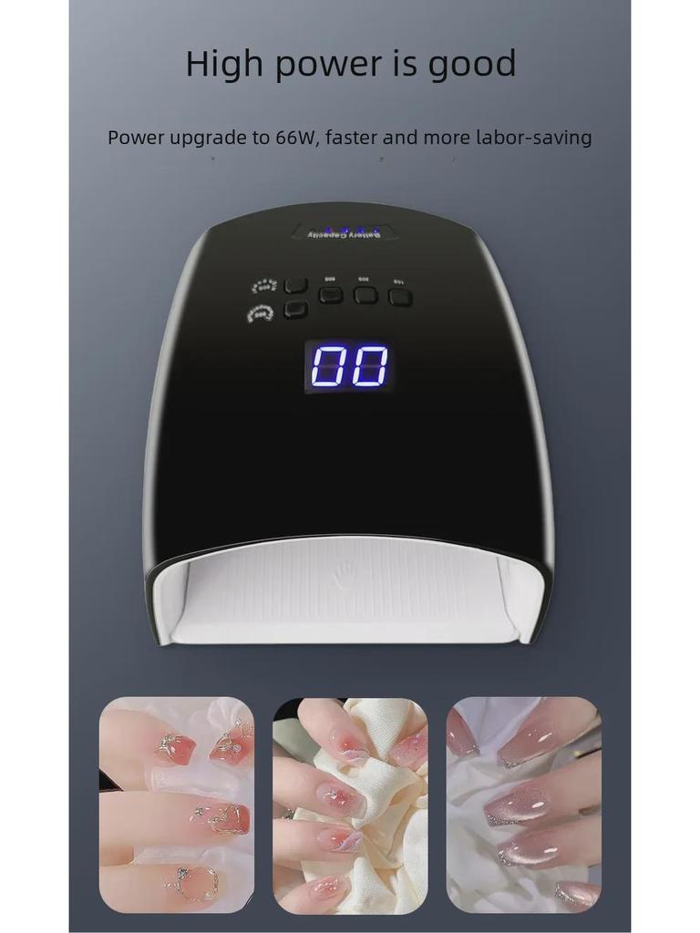 S10 Nail Light Therapy Machine: 66W Rechargeable with 33 Lamp Beads for High-Power Nail Curing.