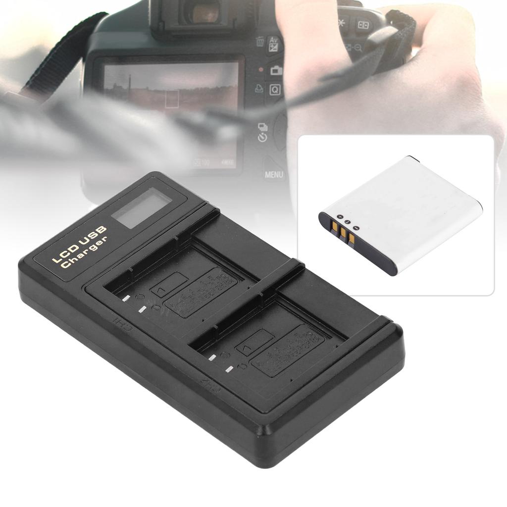 Carregador de Bateria de Câmera Portátil para LI 50B Carregador Duplo USB para Câmera com Display LCD