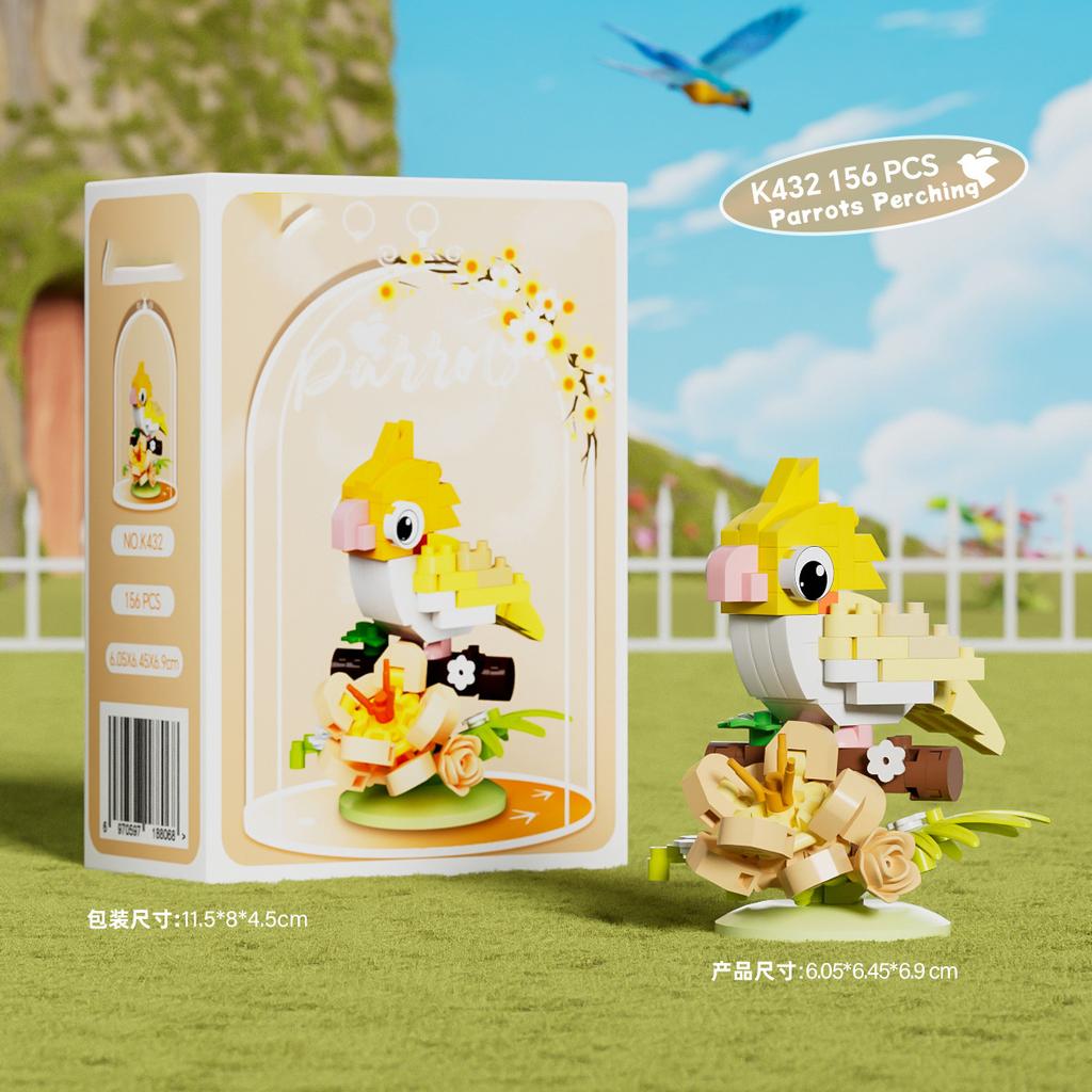 Animal Bird Building Blocks Toy for Children Girl 8 Year Old Kids Birthday Gift Mini Educational Parrot Assembling Brick Boy Toy