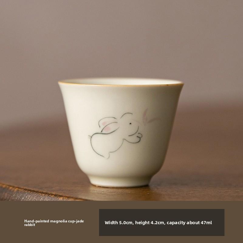 Hand-painted Ceramic Tea Cup, Kung Fu Tea Set, Master Cup, Peach Handmade Tea Cup, Home and Office Fragrance Cup