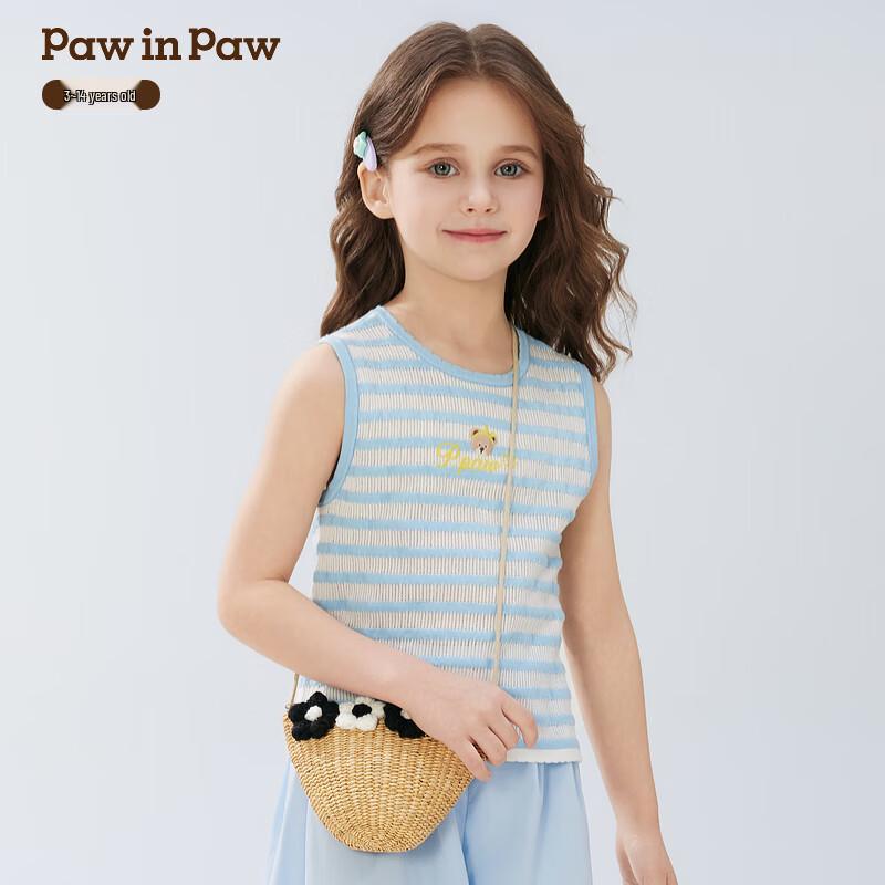 PawinPaw Cartoon Bear Girls Knitted Sleeveless T-Shirt Vest 130