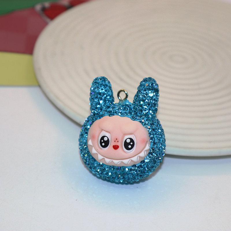 Colorful Rhinestone Labubu Polymer Clay Keychain Bag Charm
