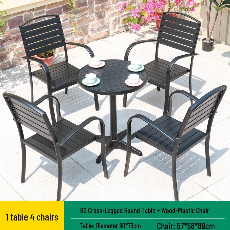 Sun-Resistant Outdoor Wood-Plastic and Metal Tables & Chairs for Leisure or Commercial Use