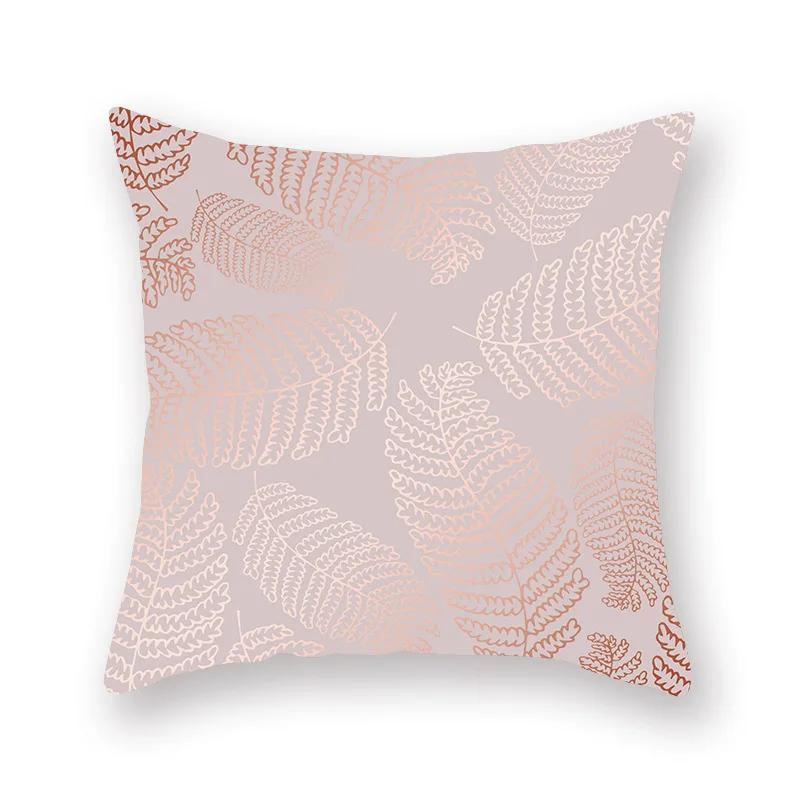 Decorative Pillow Case 45*45cm Pink Gold Geometry Polyester  Home Decoration Car Cushion Cover Sofa Throw Pillowcase Square