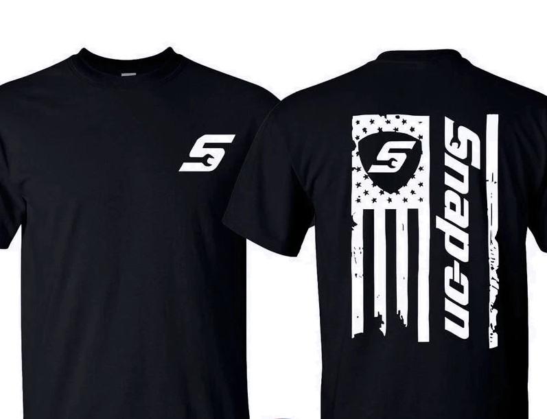Snap-On American Flag T-Shirt – USA Flag, Perfect for Garage Enthusiasts Unisex T-Shirt L