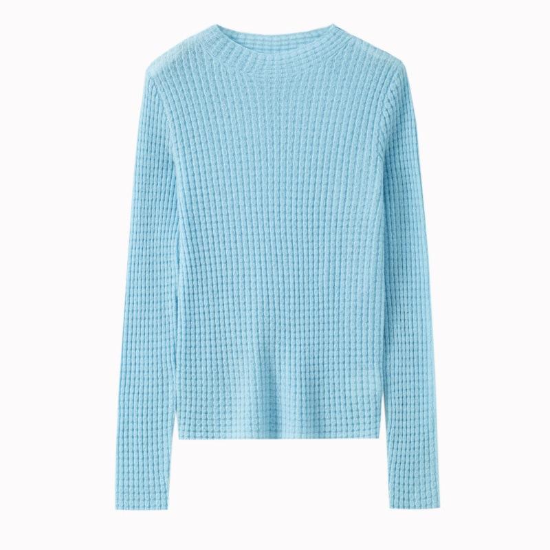 Detail exquisite semi-turtleneck slim-fit bottoming shirt full wool soft waxy temperament wool sweater