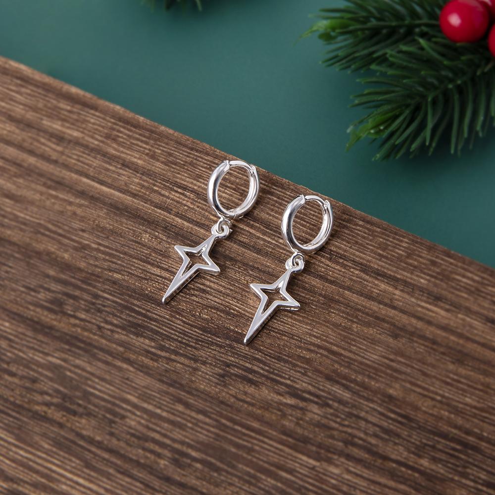 Hollow Dangle Earring Star Small Hoop Earring For Women Teen Girls Dainty Huggie Hinged Dangling Earring For Party Star Earring